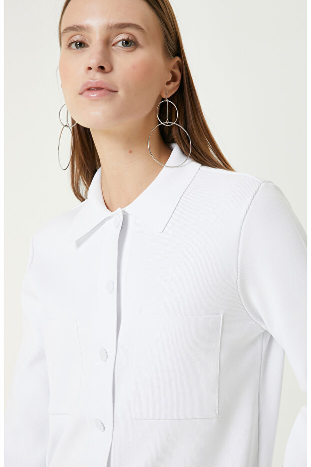 Beyaz Triko Ceket - 2