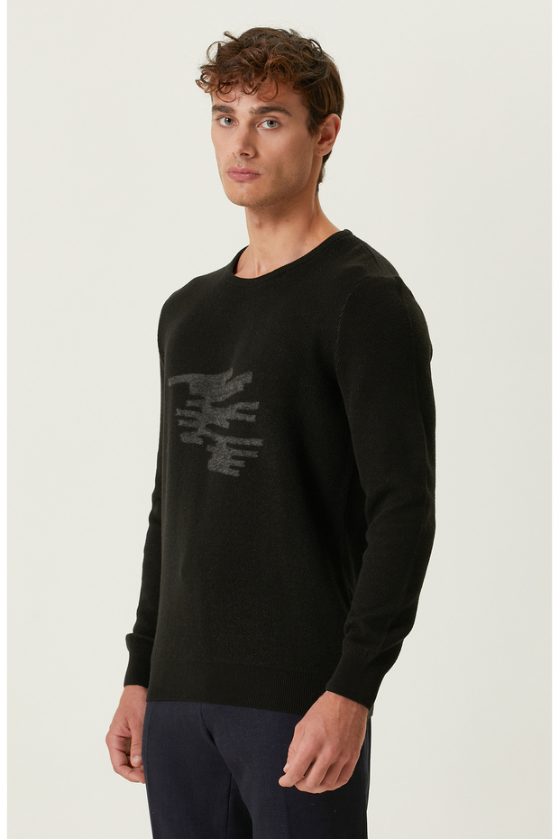 Siyah Bisiklet Yaka Kazak - 4