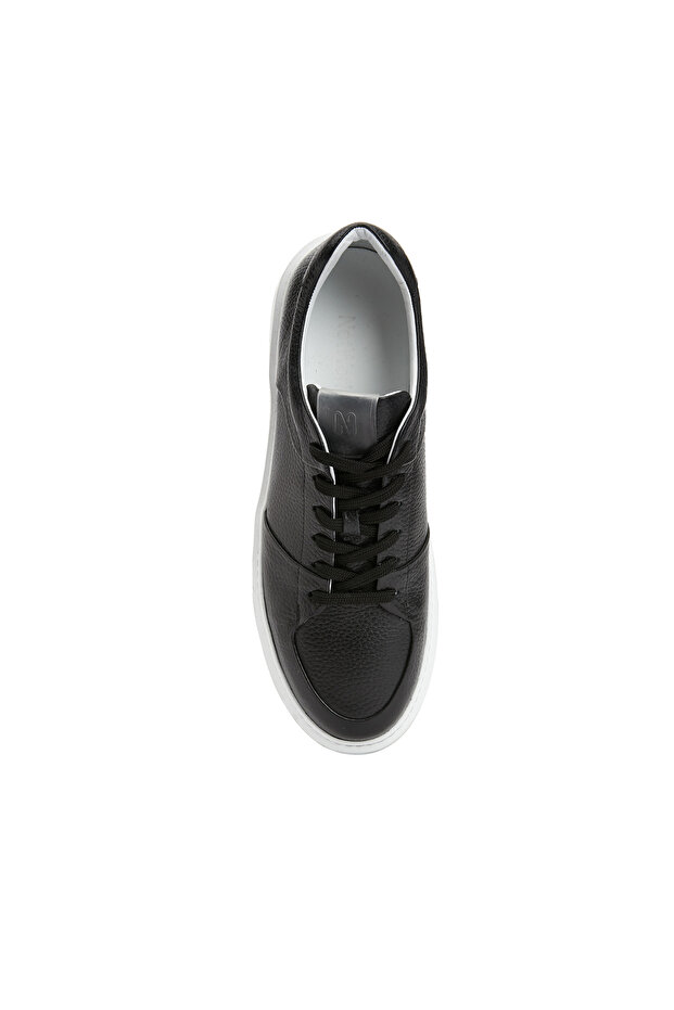 Siyah Erkek Deri Sneaker - 4
