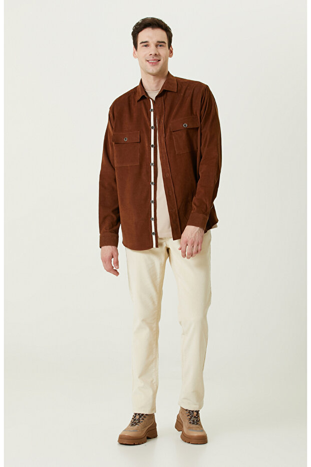 Karamel Cepli Kadife Gömlek - 2