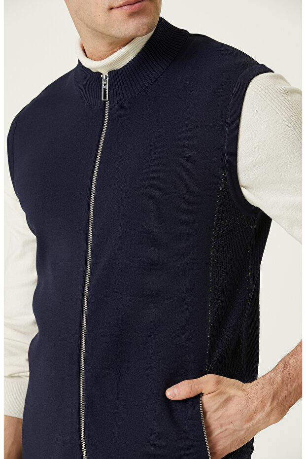 Lacivert Triko Yelek - 6