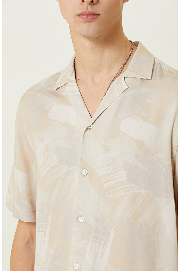 Bej Baskılı Gömlek - 5