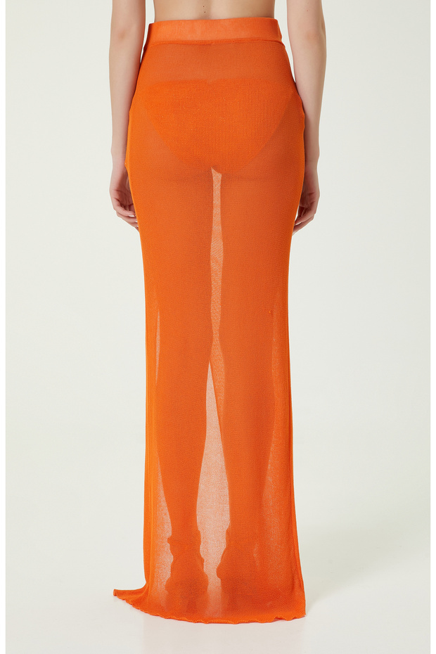 Turuncu Triko Plaj Etek - 5