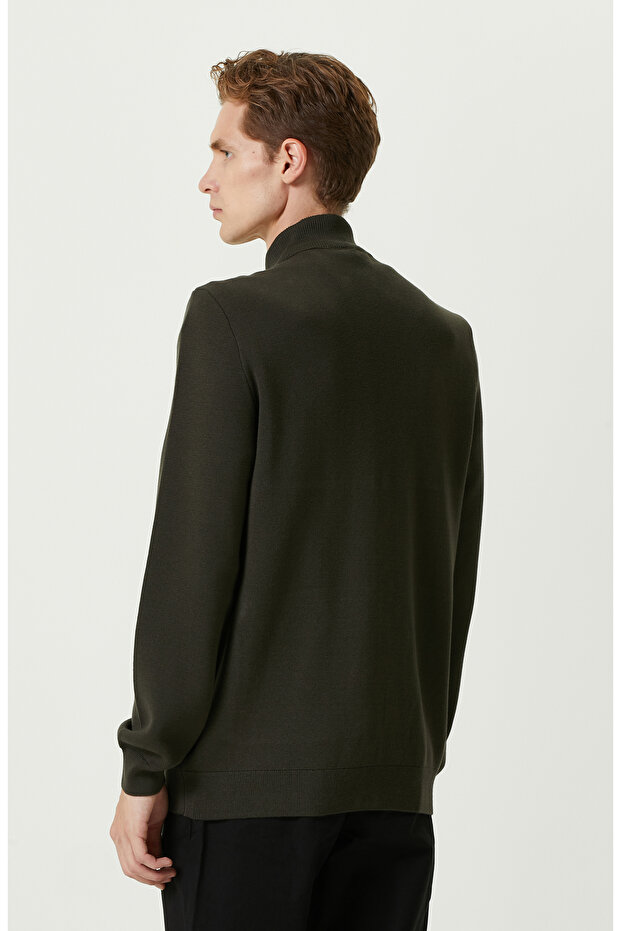 Haki Dik Yaka Triko Mont - 4