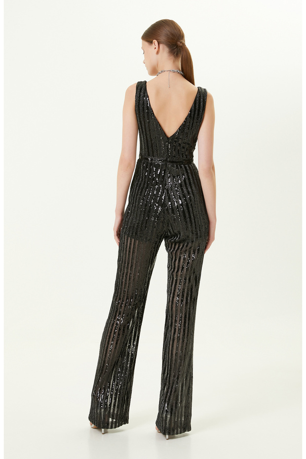 Siyah Payetli Abiye Tulum - 5