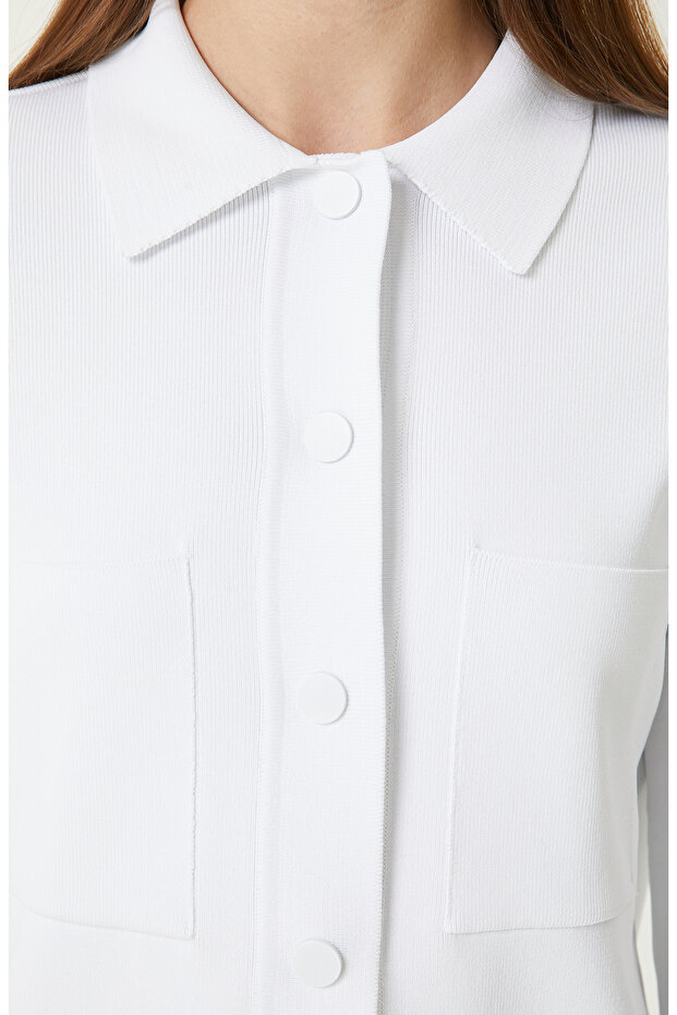 Beyaz Triko Ceket - 5
