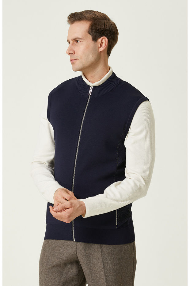 Lacivert Triko Yelek - 4