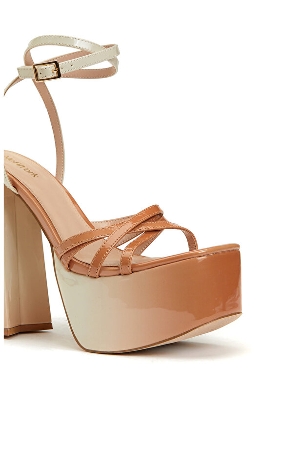 Krem Kadın Deri Sandalet - 6