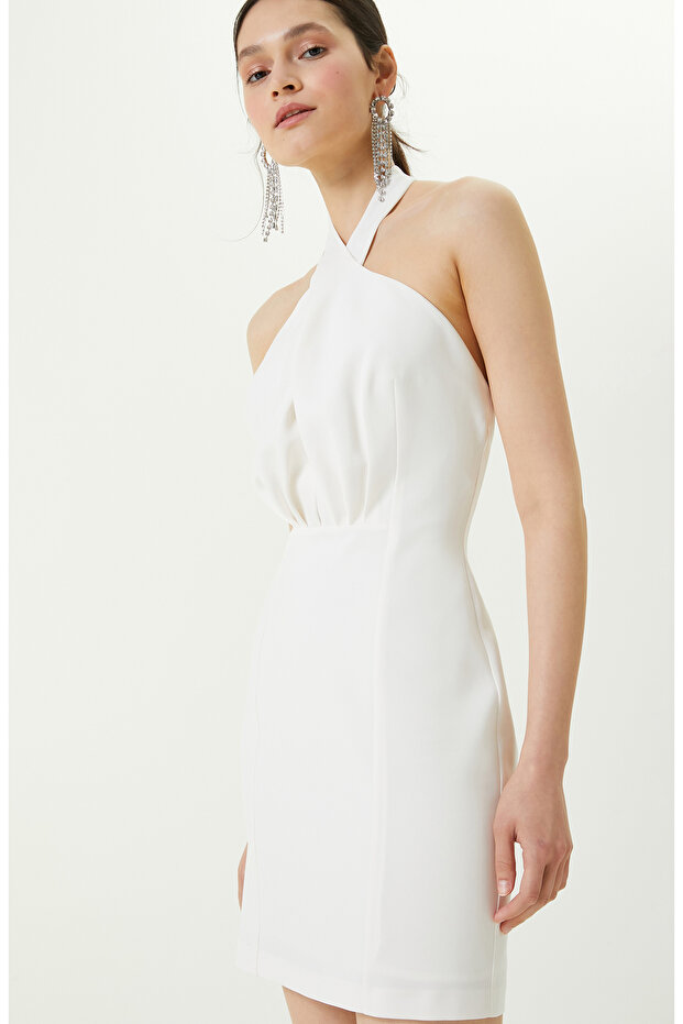 Ekru Kolsuz Elbise - 4