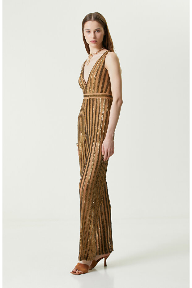 Camel Payetli Abiye Tulum - 3