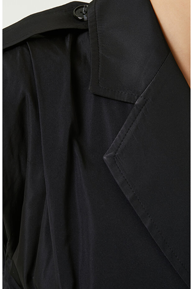 Diz Boy Kolsuz Siyah Elbise - 6