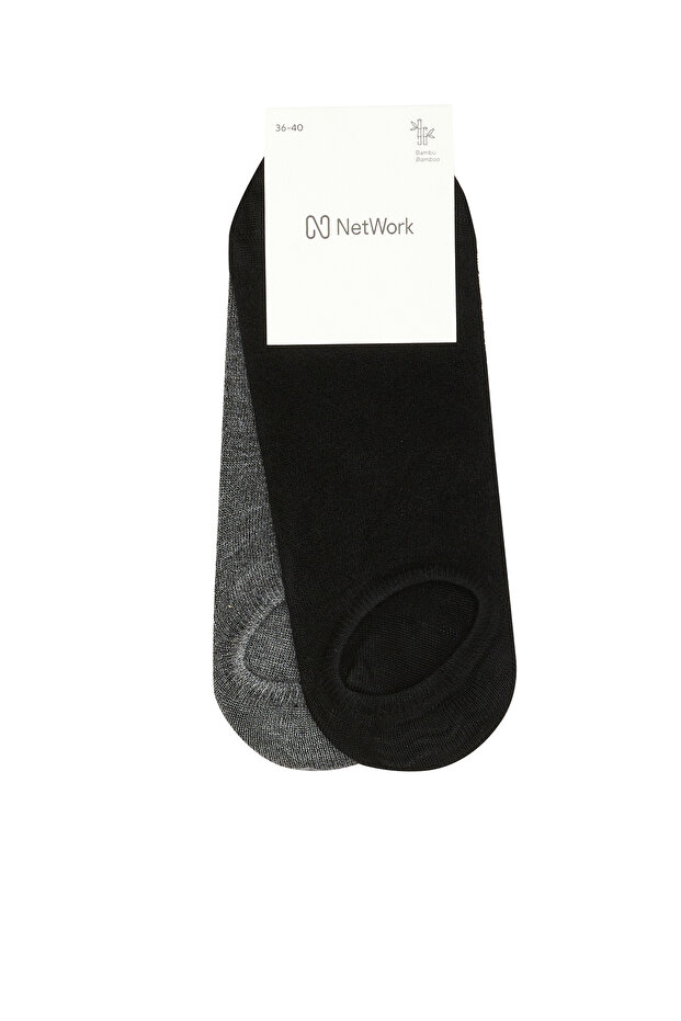 Siyah Gri 2li Kadın Bambu Çorap Seti - 2