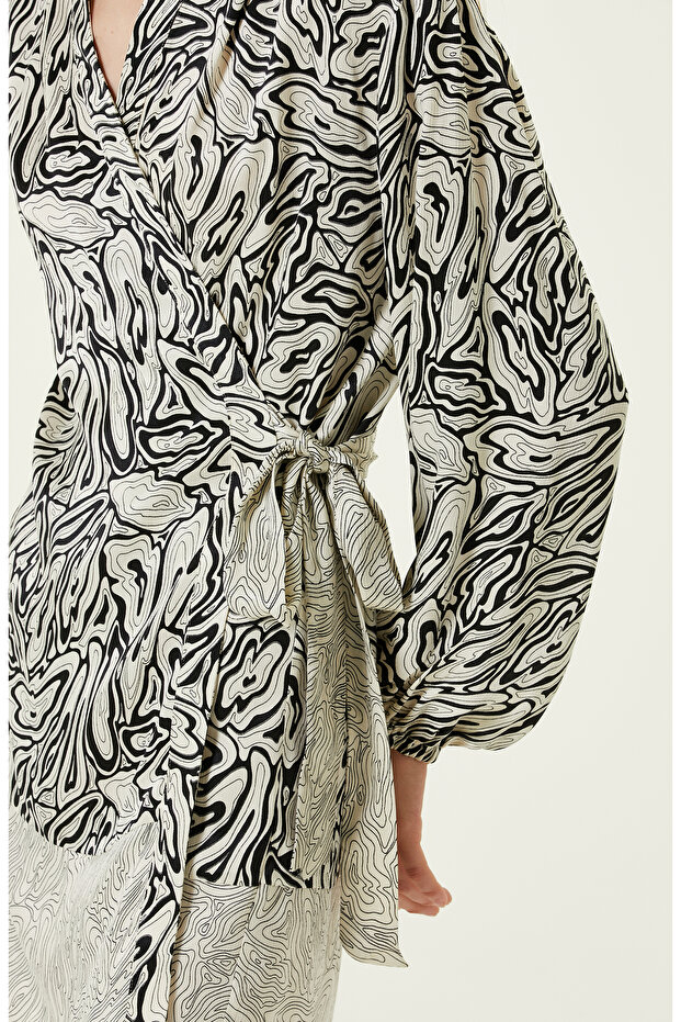 Ekru Mini Elbise - 4