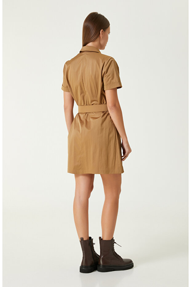 Olive Mini Elbise - 7