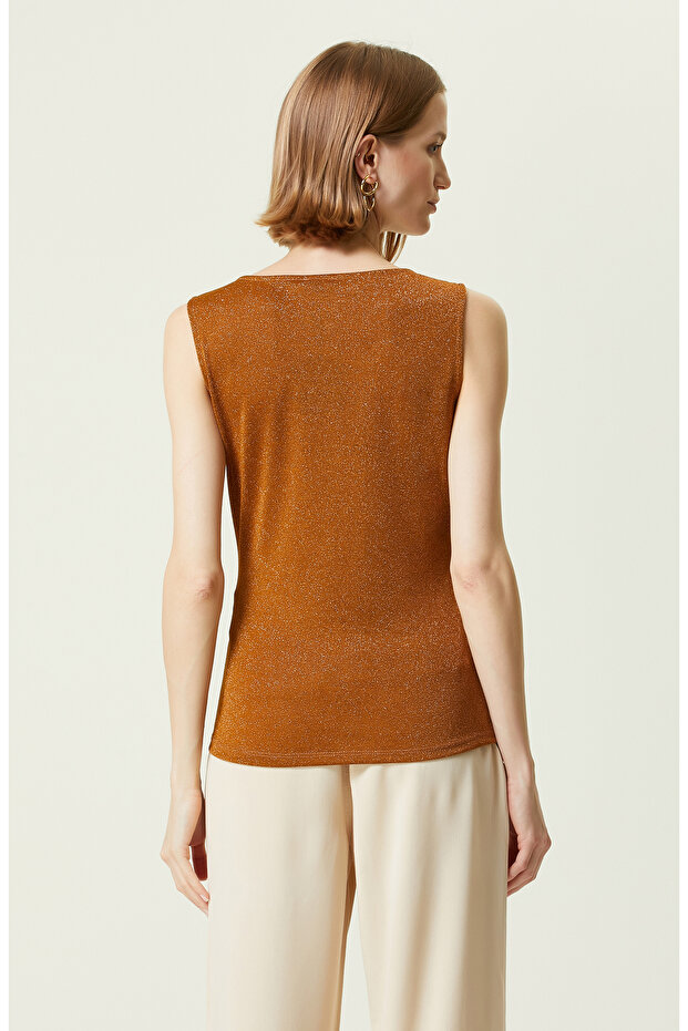 Bakır Kolsuz V Yaka Bluz - 5