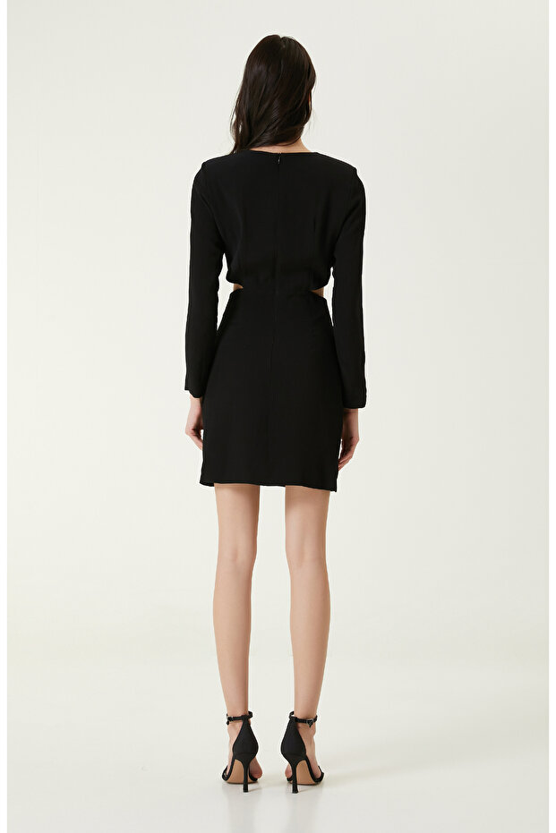 Siyah Mini Elbise - 6