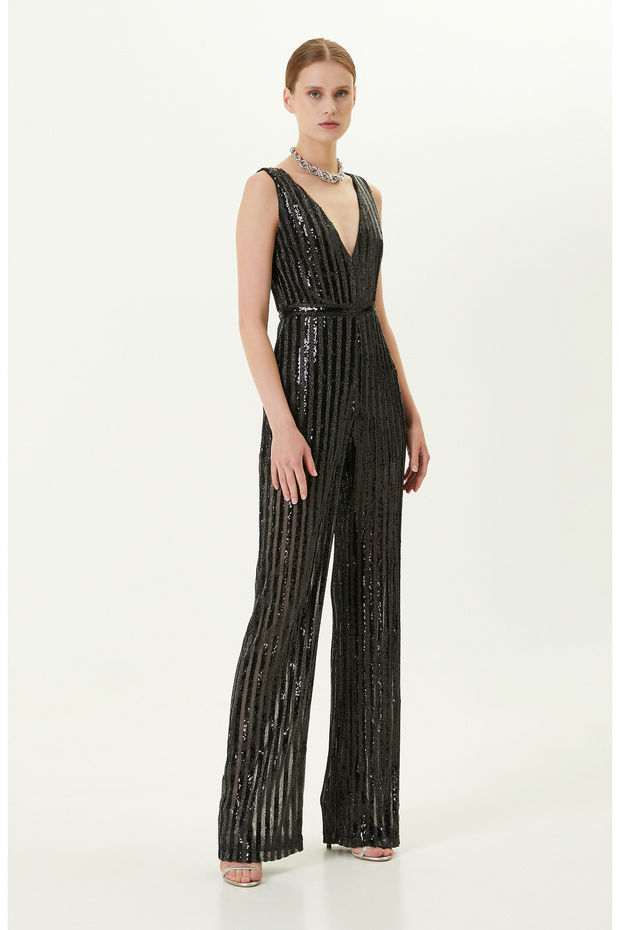 Siyah Payetli Abiye Tulum - 3