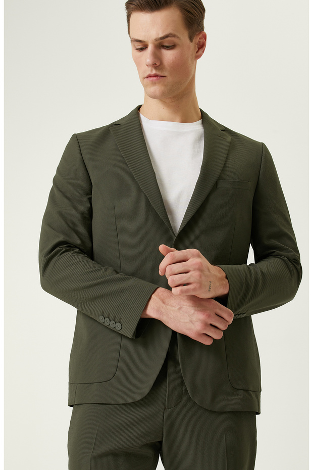 N-Tech Haki Gofreli Ceket - 2