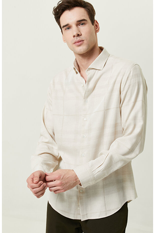 Bej Jakarlı Gömlek - 6