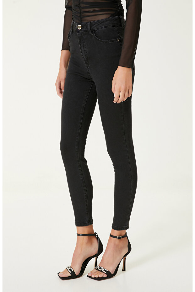 Antrasit Push-Up Denim Pantolon - 2