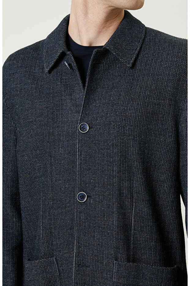 İndigo Örme Ceket - 4