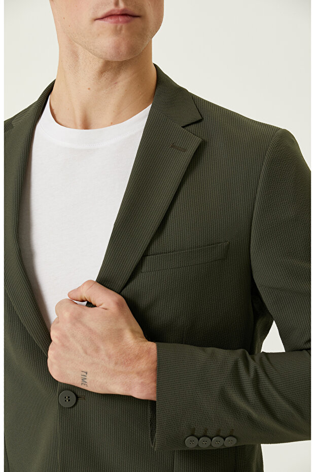 N-Tech Haki Gofreli Ceket - 7