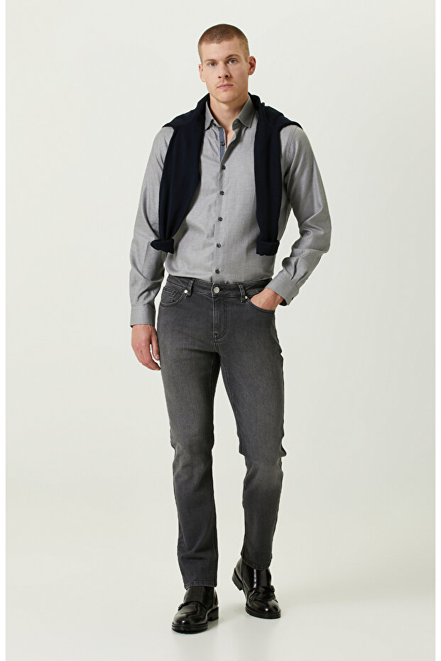 Pamuklu Gri Gömlek - 2