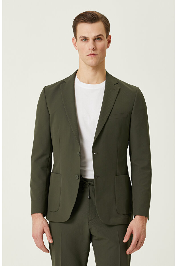 N-Tech Haki Gofreli Ceket - 1