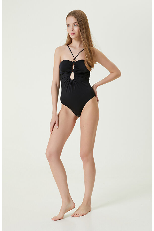 Damla Dekolteli Siyah Mayo - 3