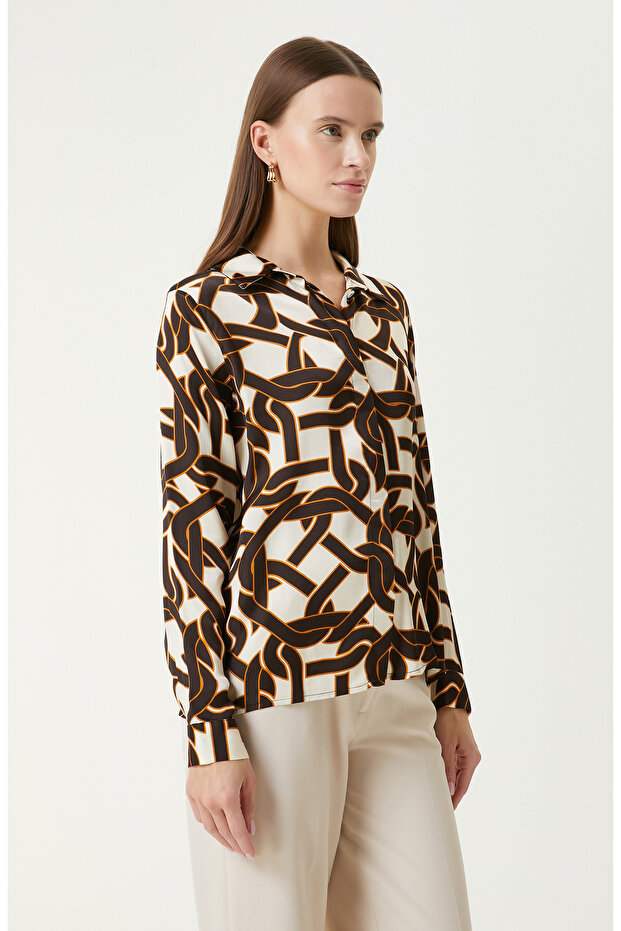 Bej Desenli Gömlek - 4