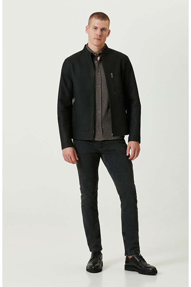 Örme Klasik Yaka Haki Gömlek - 2