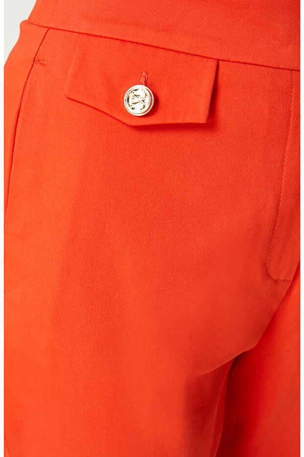 Narçiçeği Yüksek Bel Dar Paça Pantolon - 5