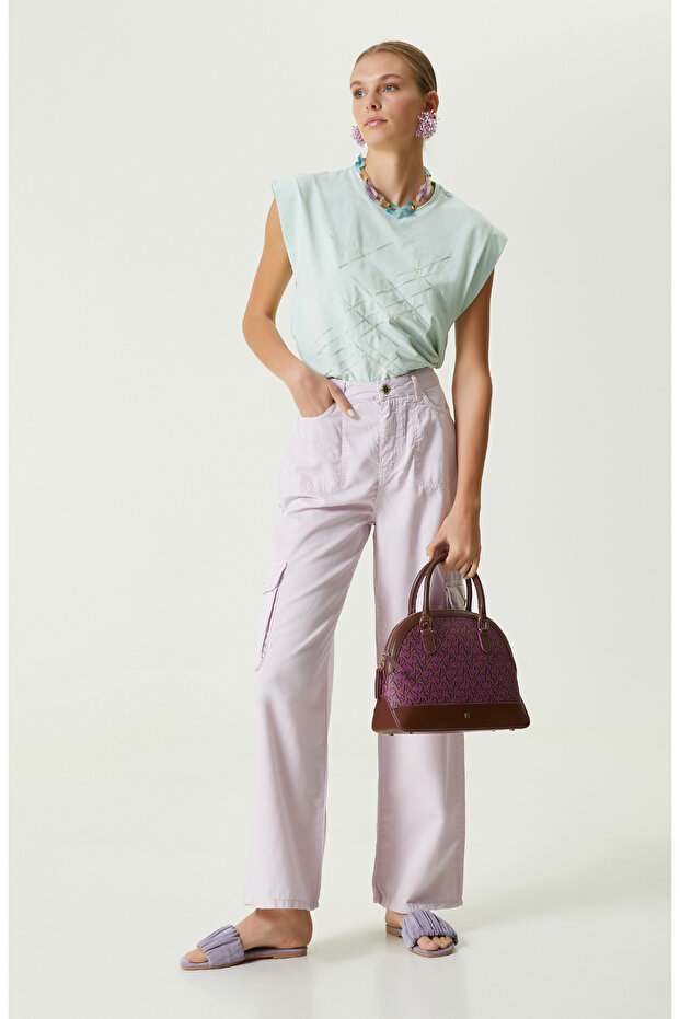 Pembe Denim Pantolon - 1