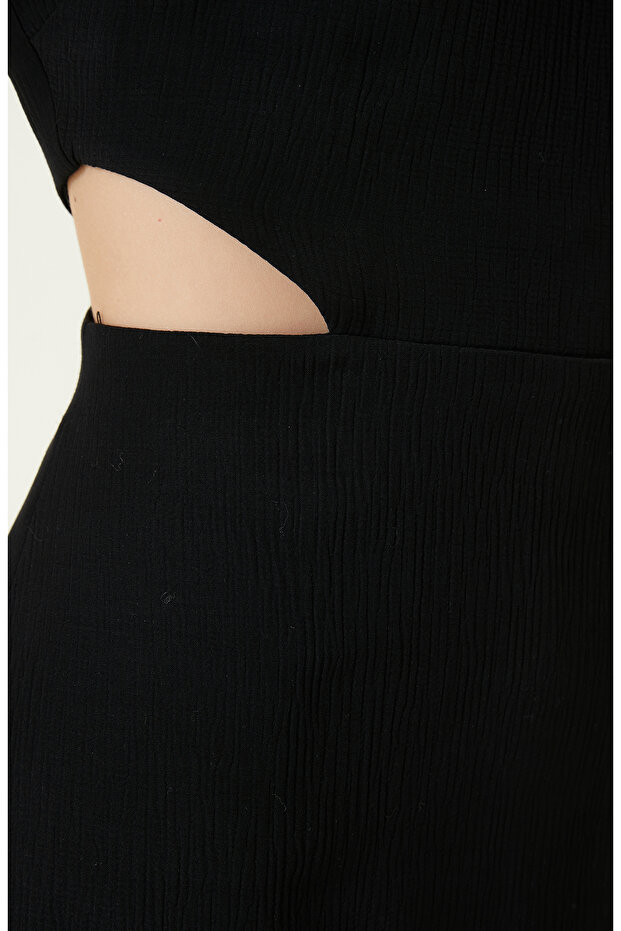 Siyah Mini Elbise - 5