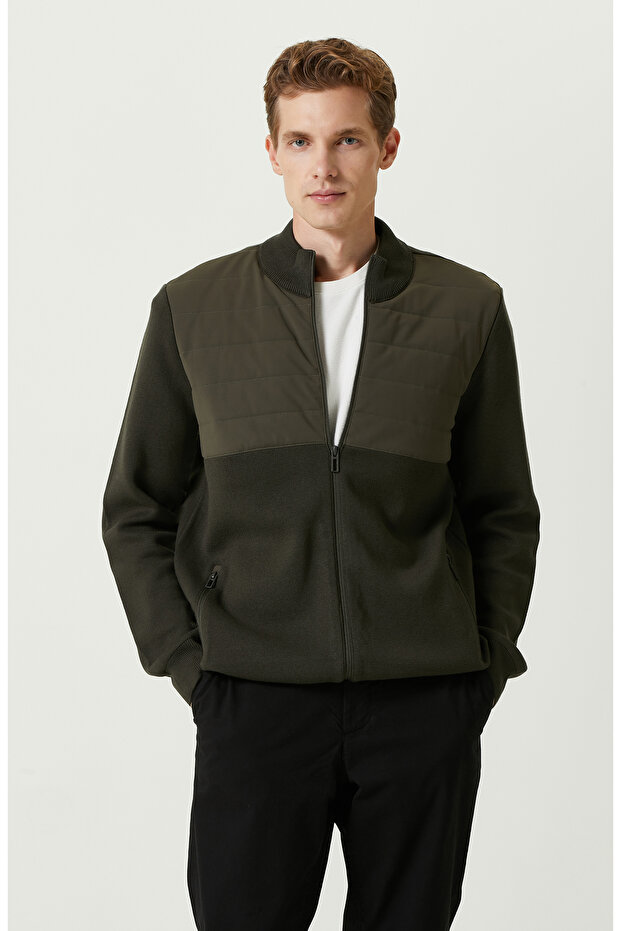 Haki Dik Yaka Triko Mont - 1