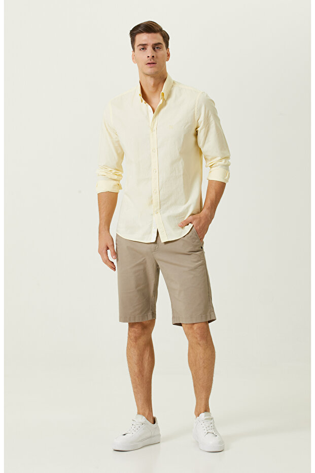 Bej Duble Paça Şort - 1