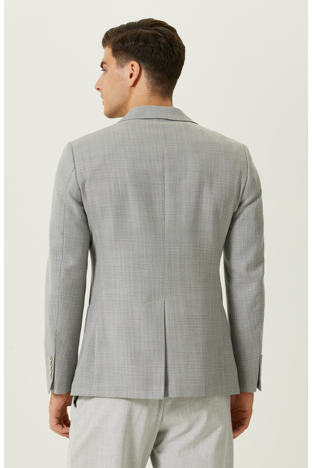Gri Desenli Blazer Ceket - 4