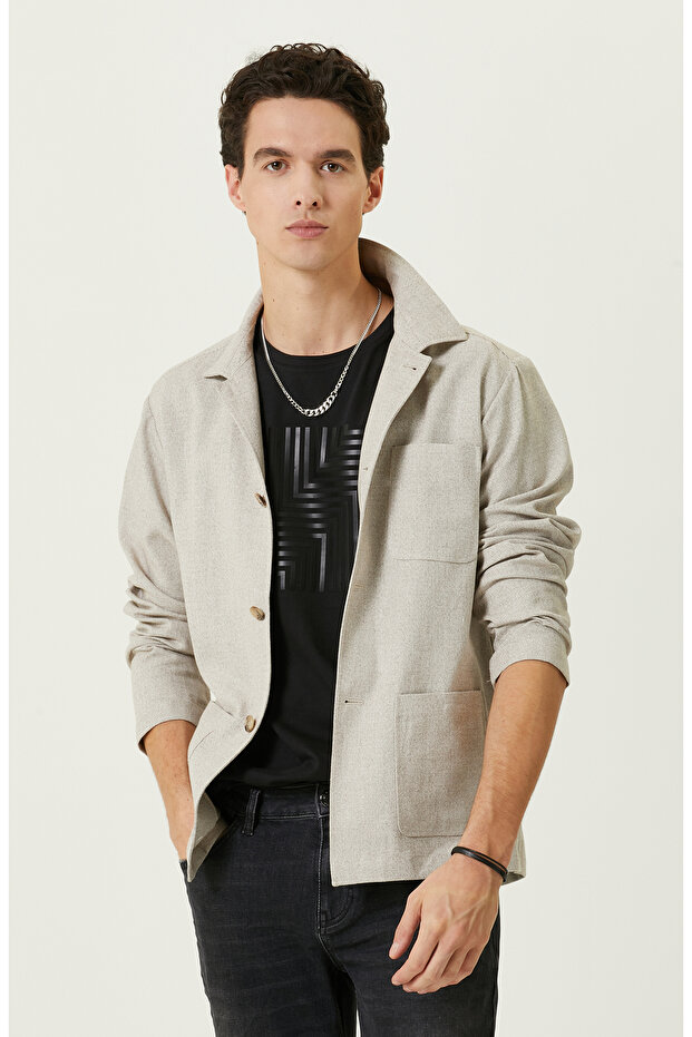 Bej Jakarlı Blazer Ceket - 1