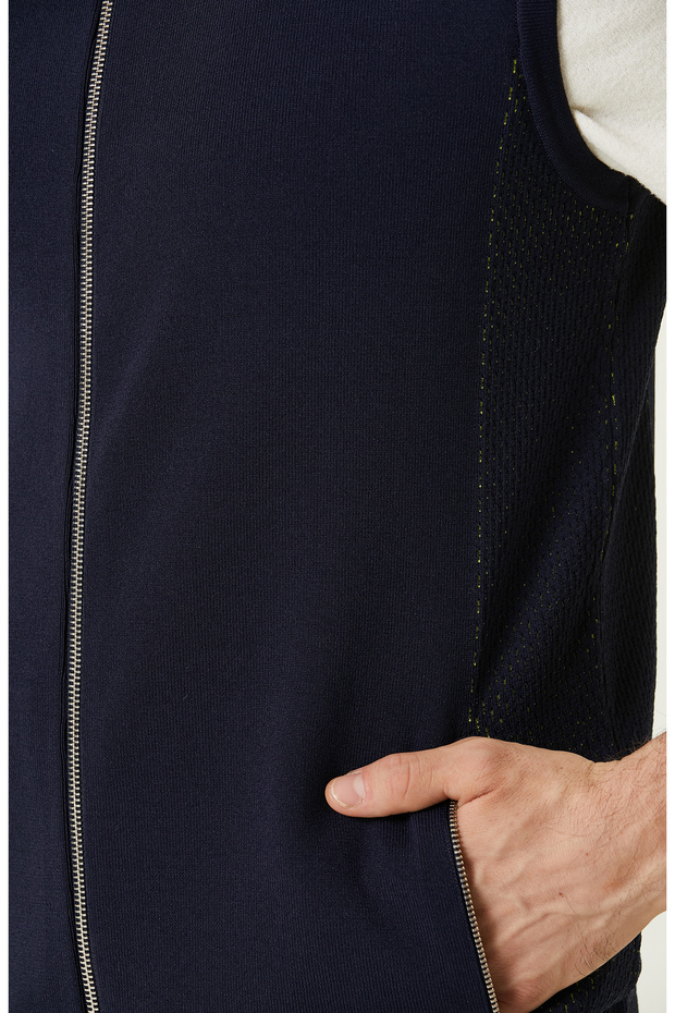 Lacivert Triko Yelek - 7