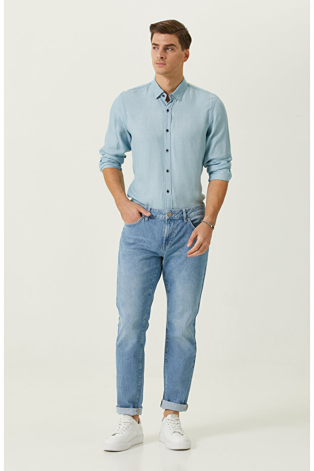 Açık Mavi Denim Pantolon - 1