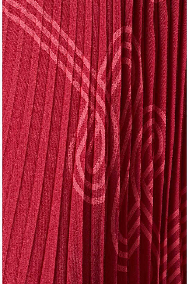 Bordo Desenli Piliseli Etek - 5