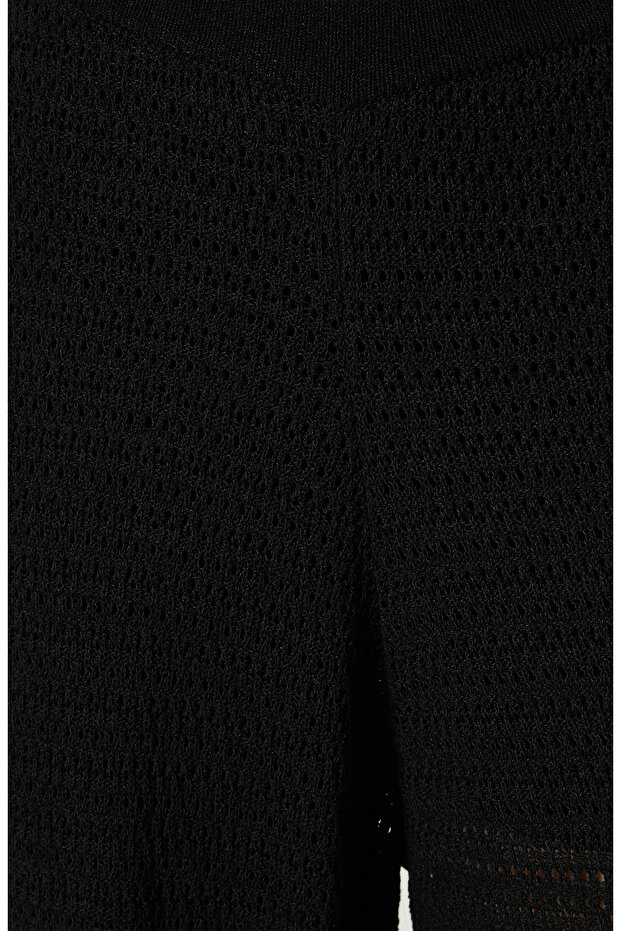 Siyah Ajurlu Triko Plaj Pantolonu - 4