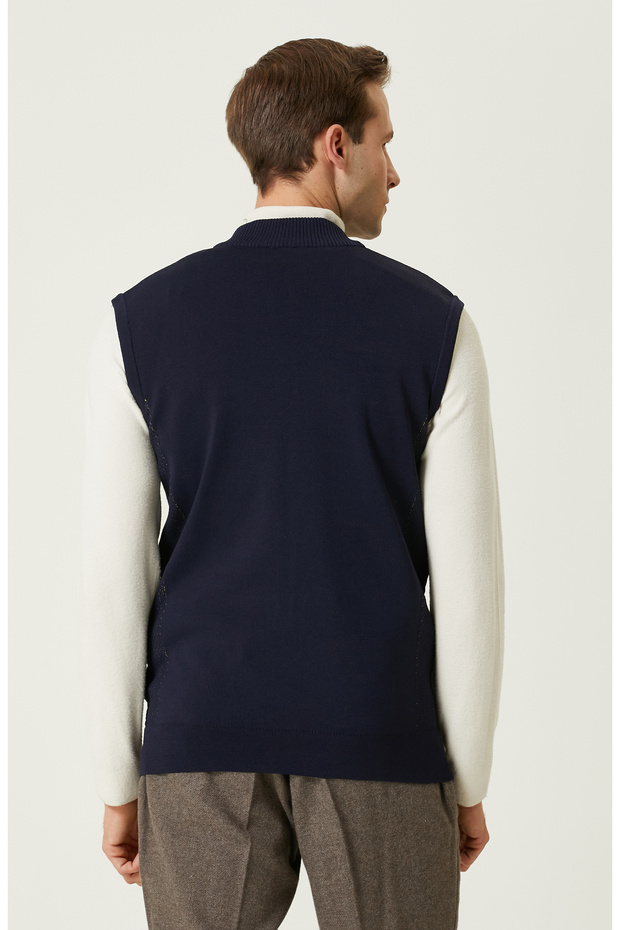 Lacivert Triko Yelek - 5