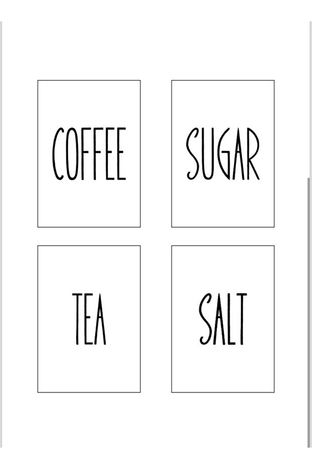 4Pcs Tea/Sugar/Coffee/Salt Label Sticker Waterproof Transfer Label Series