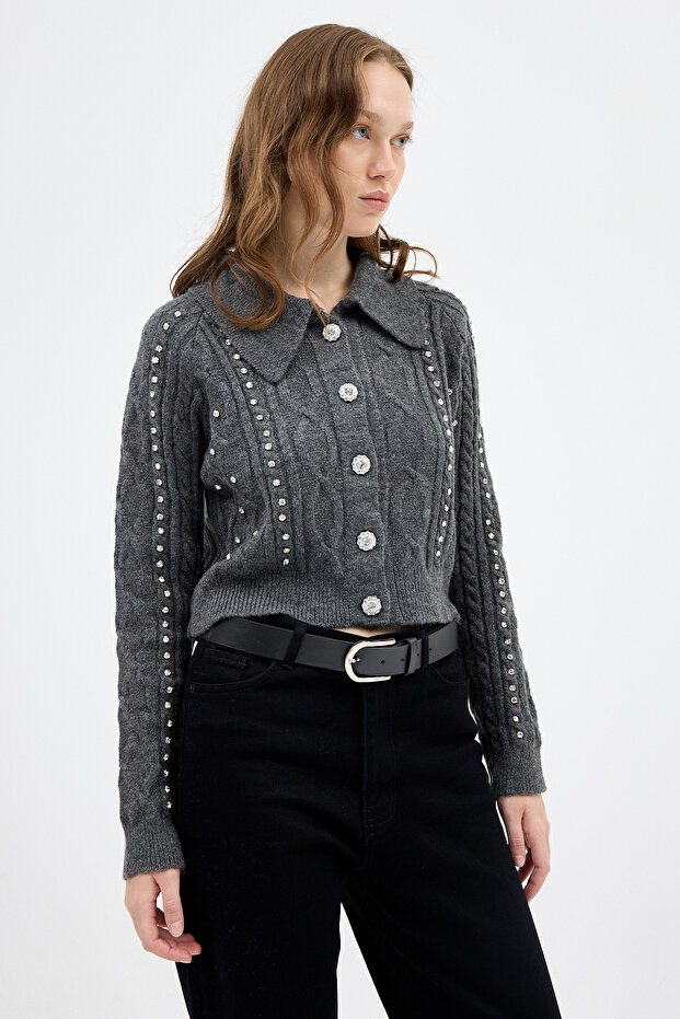 سترة 7265 مزينة بالأحجار باللون الأنثراسيت - 6