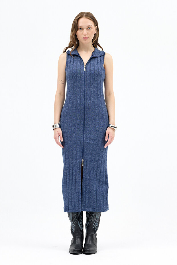 8152A Rochie cu fermoar frontal Indigo - 2