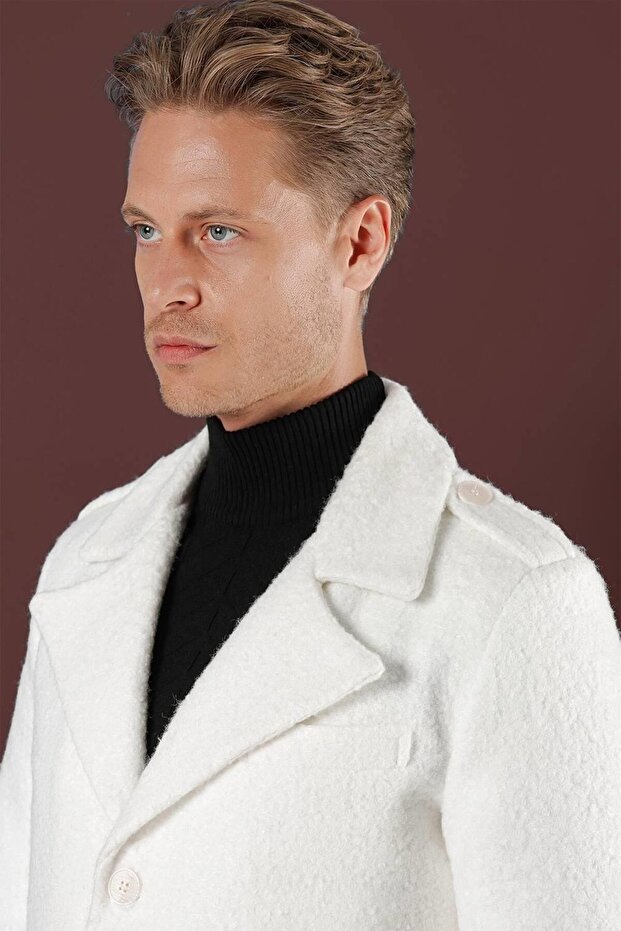 KA 078 Slim Fit Ekru Spor Kaban - 8