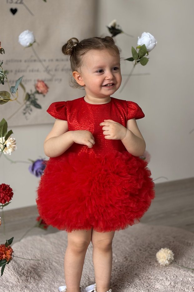 Baby Girl Dress Short Sleeve Tulle Tutu Special Occasion Party Birthday Wedding Princess Girls' Dress