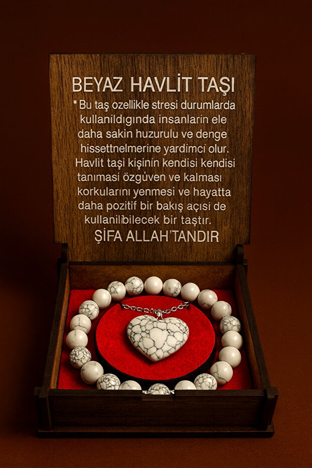 Natural Stone Boxed Necklace-bracelet Set White Howlite