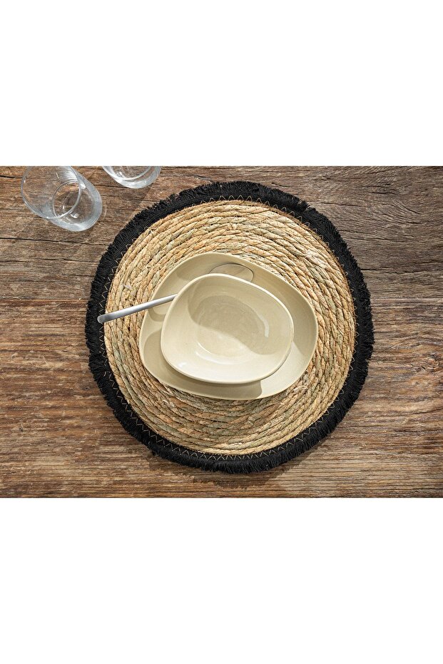 Gronda Wicker American Service Plate 35 cm Black
